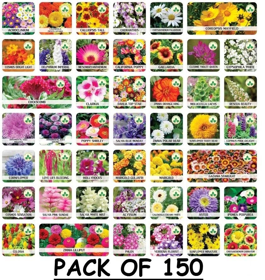 150 Variety of Organic Flower Seeds